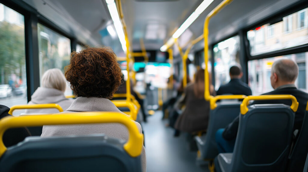 people on local bus transit